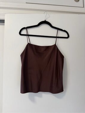 Alice + Olivia Classic cowl neck tank top in maroon/dark mauve